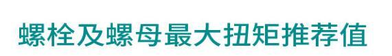 螺栓及螺母最大扭矩推荐值