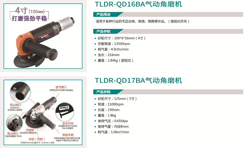 TLDR-QD16BA气动角磨机/TLDR-QD17BA气动角磨机